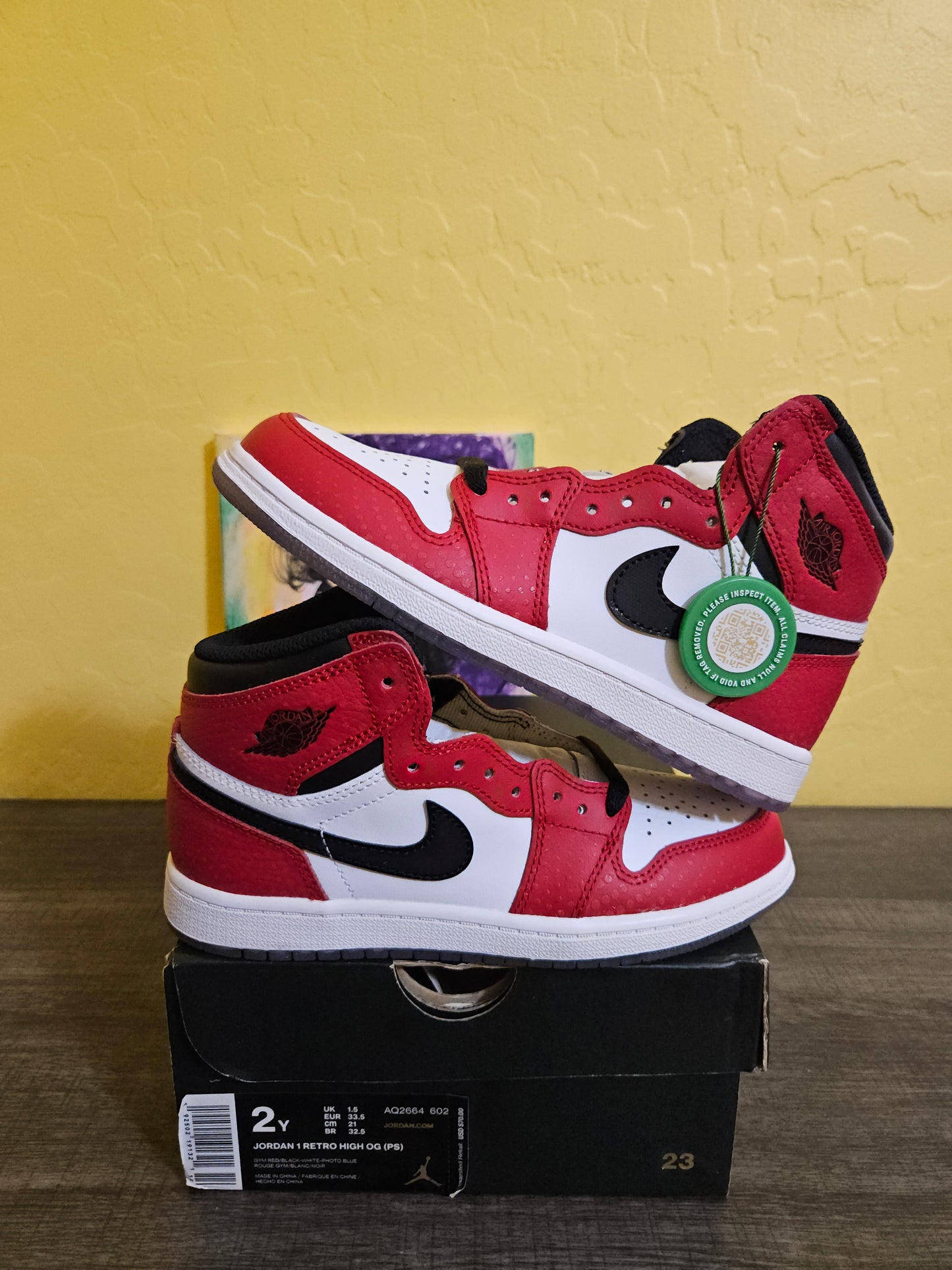 Size 2y - Kids Spiderman Jordan 1's