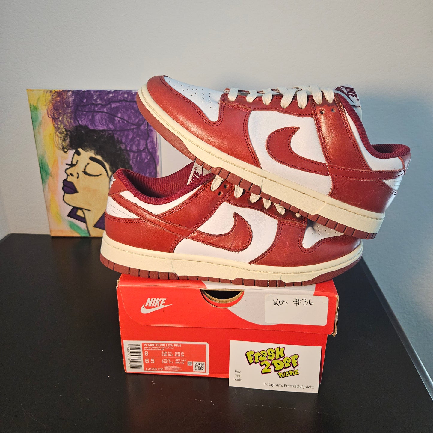 Size 6.5y - Maroon Nike Dunks