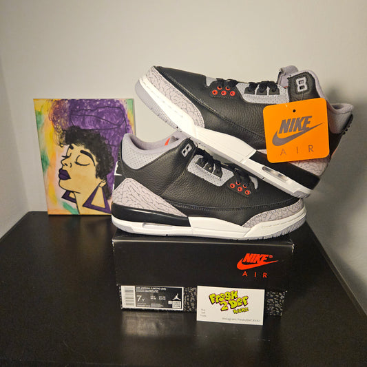 Size 7y - Black Cement Jordan 3's