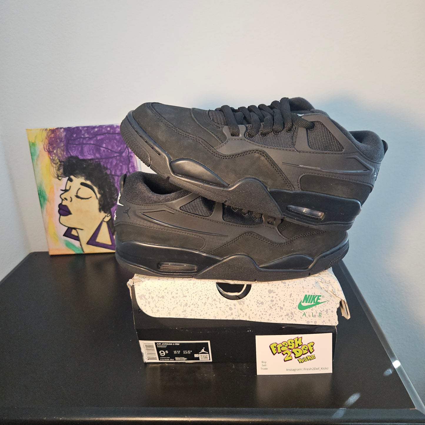 Size 9.5 - Black Cat Jordan 4 Reimagined