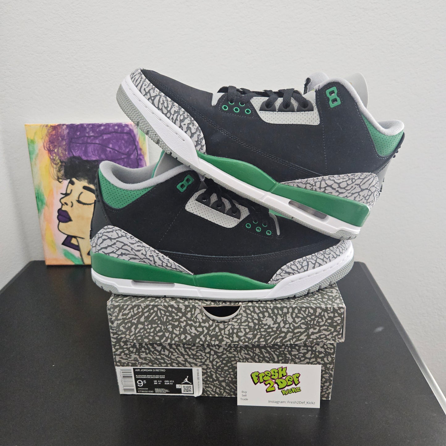 Size 9.5 - Pine Green Jordan 3's - $240