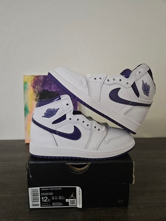 Size 12c - Kids Court Purple Jordan 1's