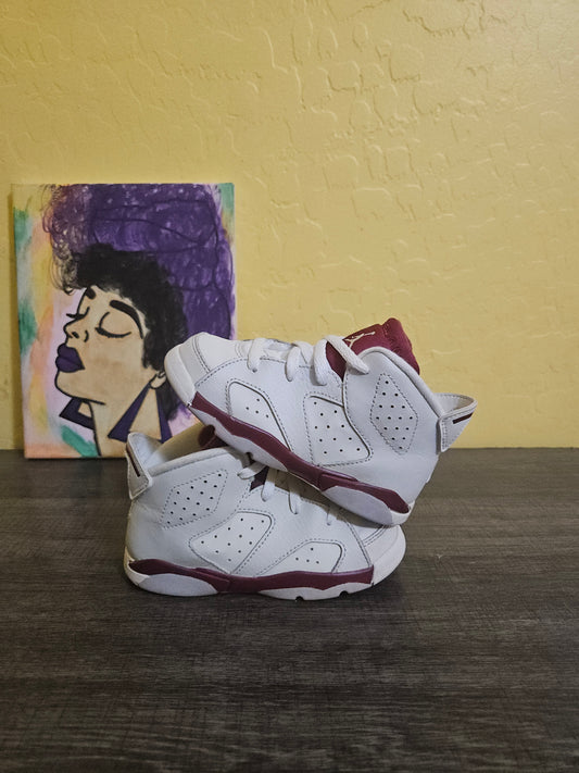 Size 8c - Kids Maroon Jordan 6's