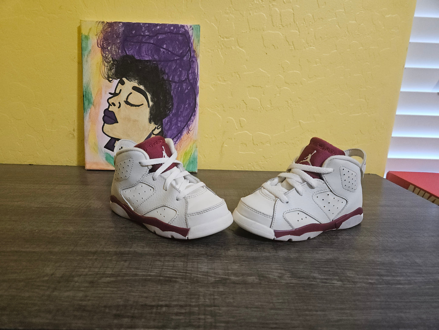 Size 8c - Kids Maroon Jordan 6's