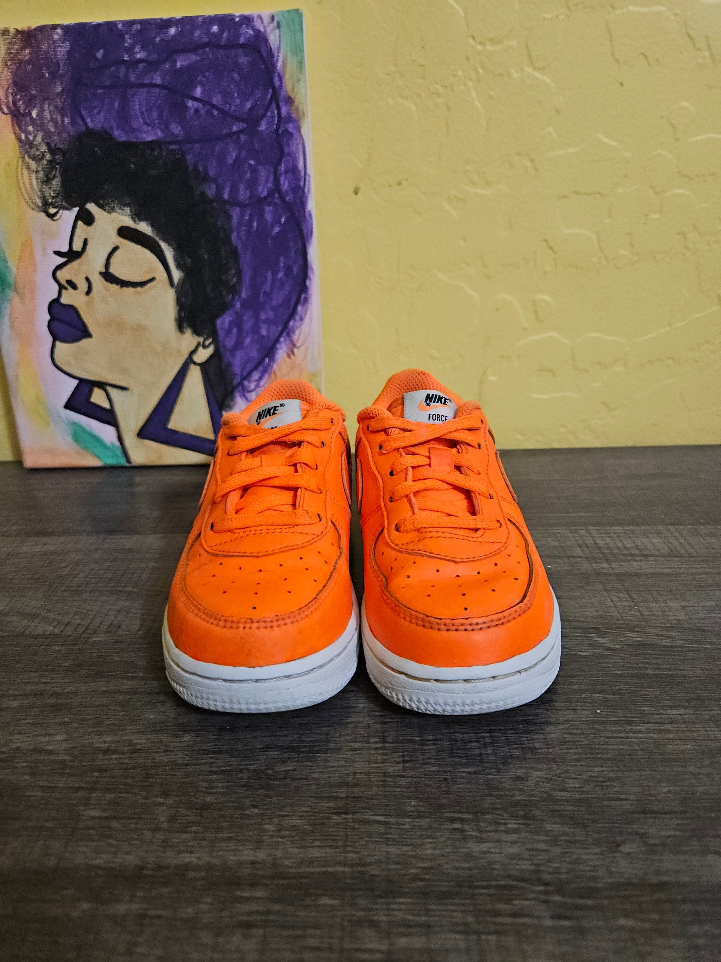 Size 9c - Kids Orange Air Force  One's