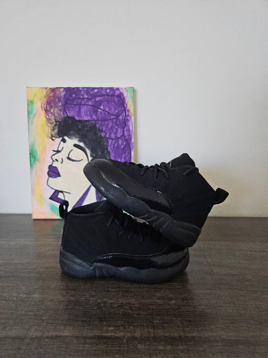 Size 8c - Kids Blk/Pink Jordan 12's