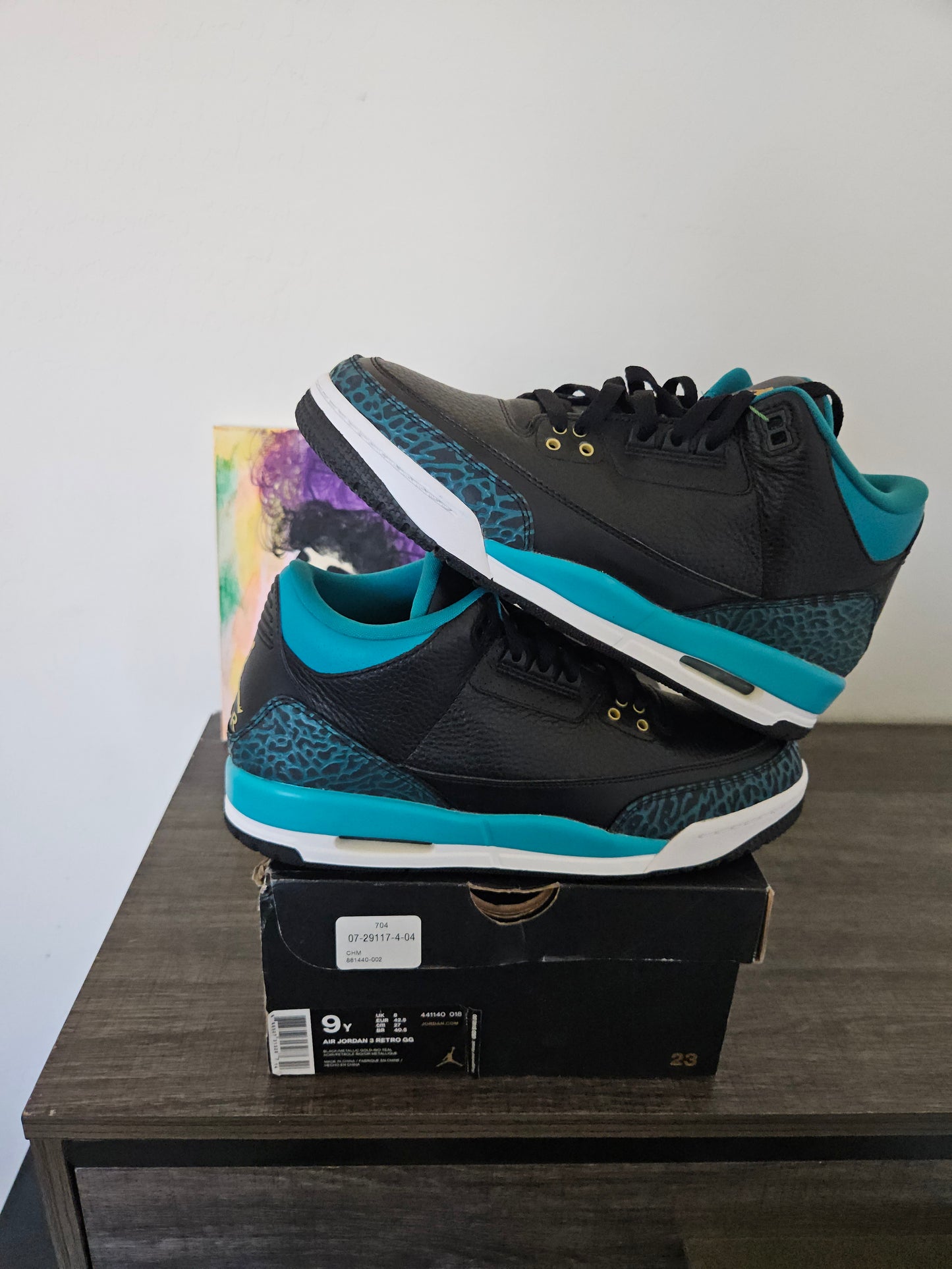 Size 9y - Rio Teal Jordan 3's