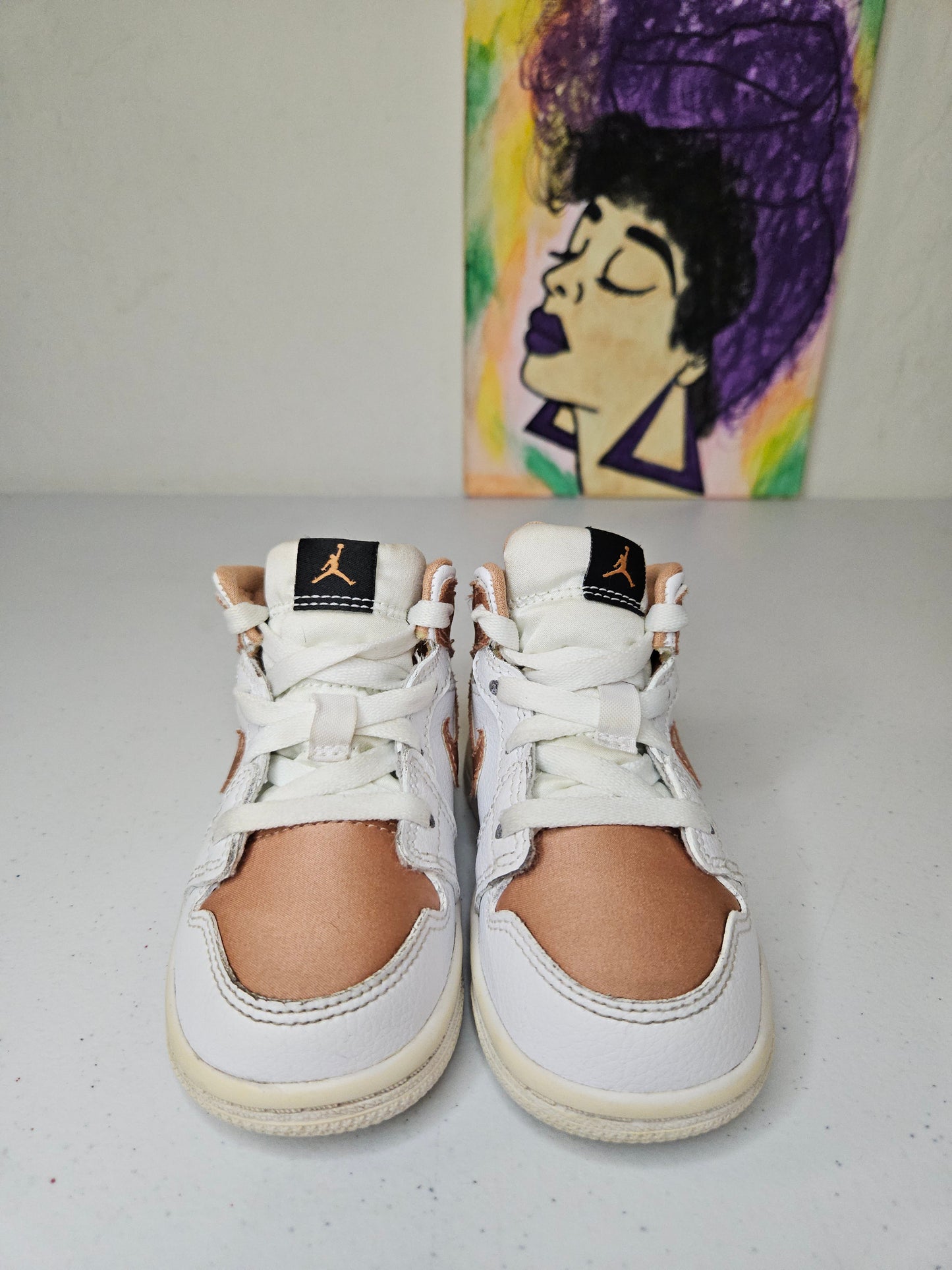 Size 6c - Kids Satin Rise Gold Jordan 1's