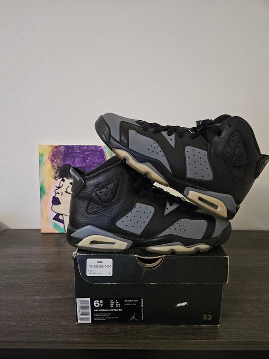 Size 6.5y - Black Cool Grey Jordan 6's