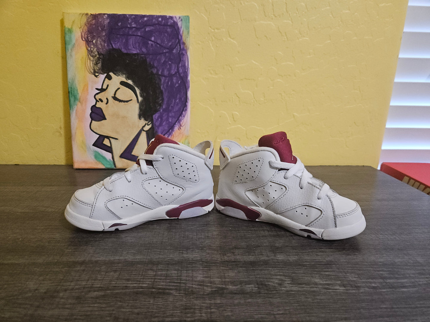 Size 8c - Kids Maroon Jordan 6's
