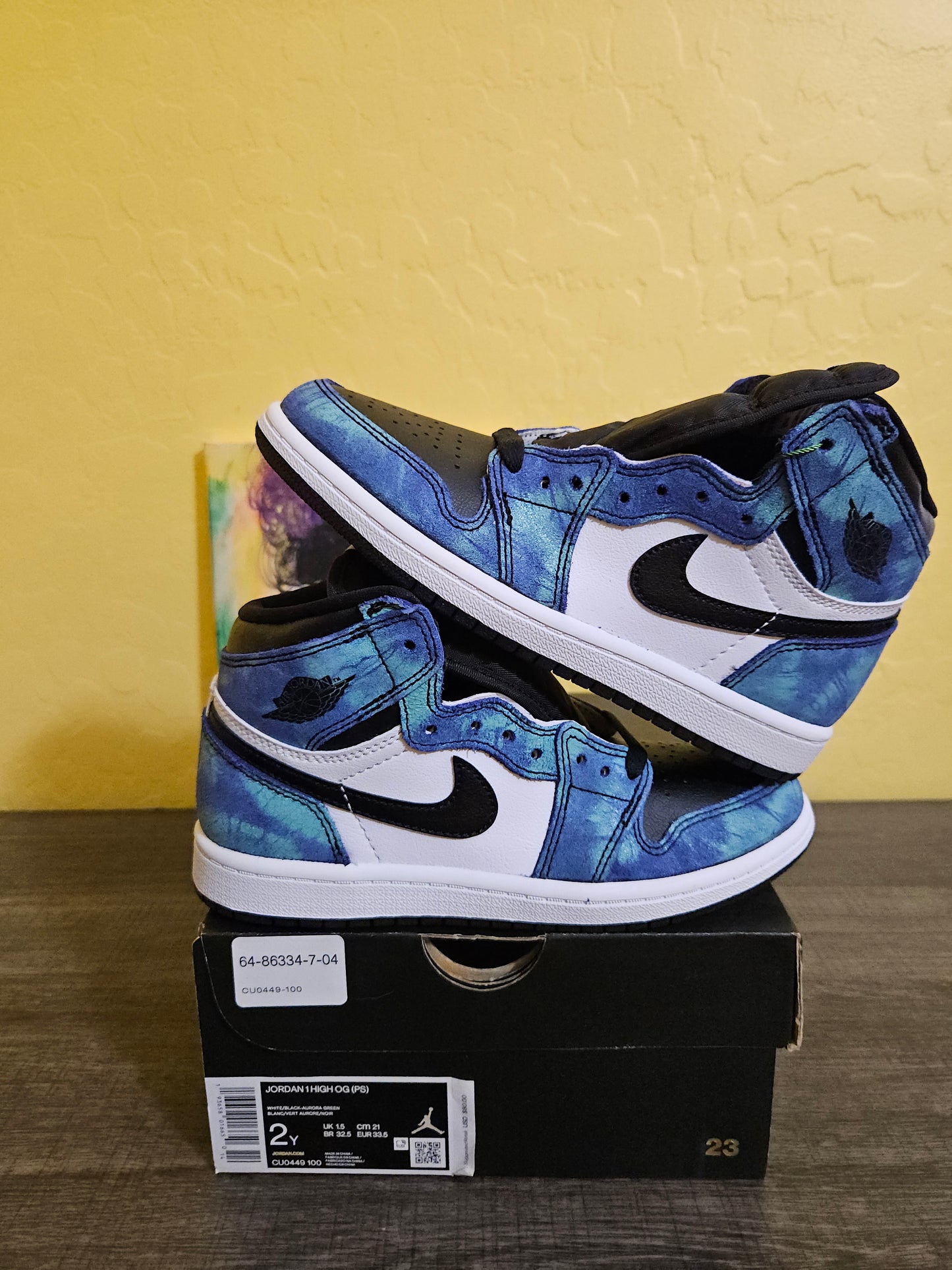 Size 2y - Kids Tie Dye Jordan 1's