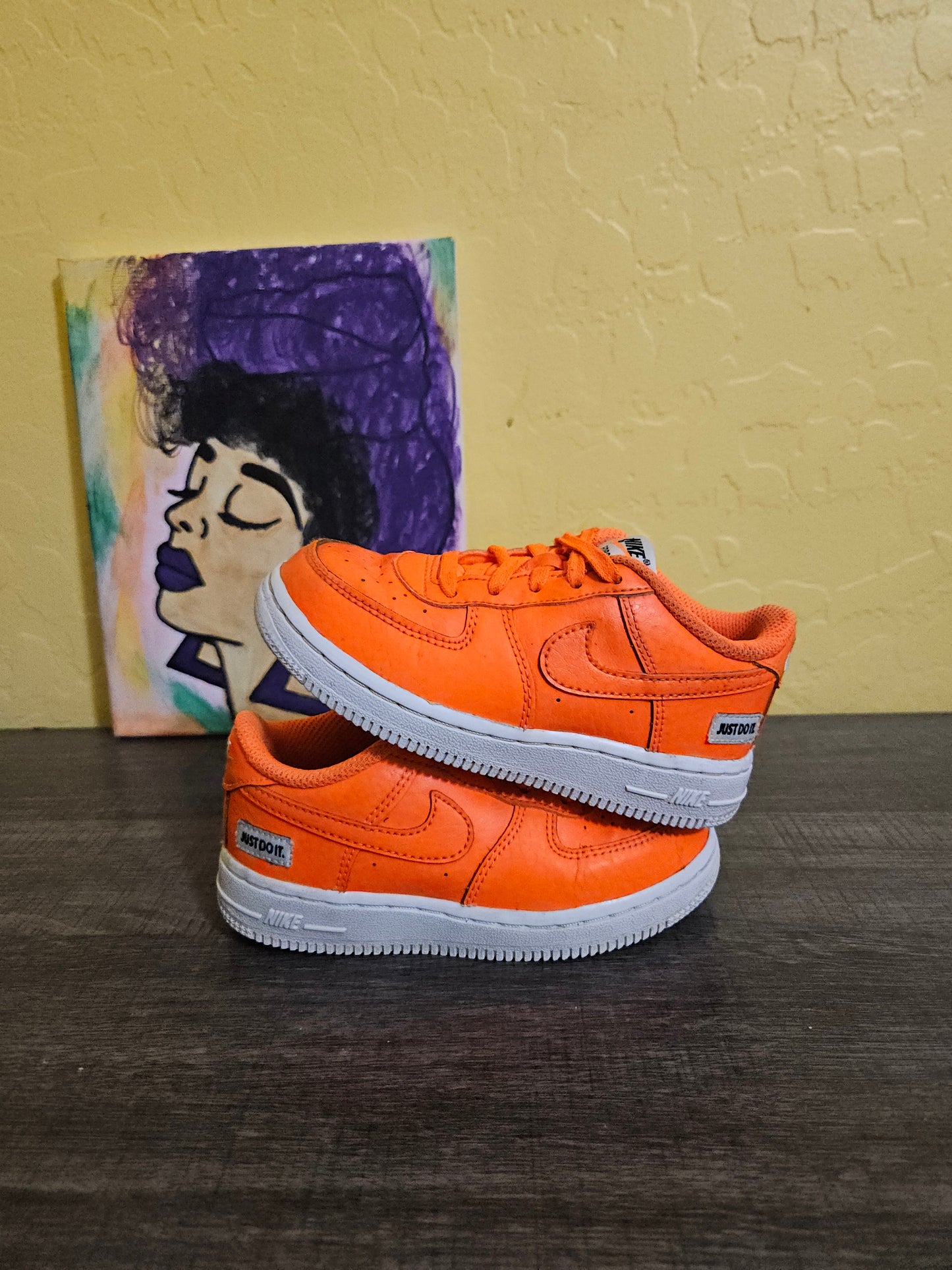 Size 9c - Kids Orange Air Force  One's
