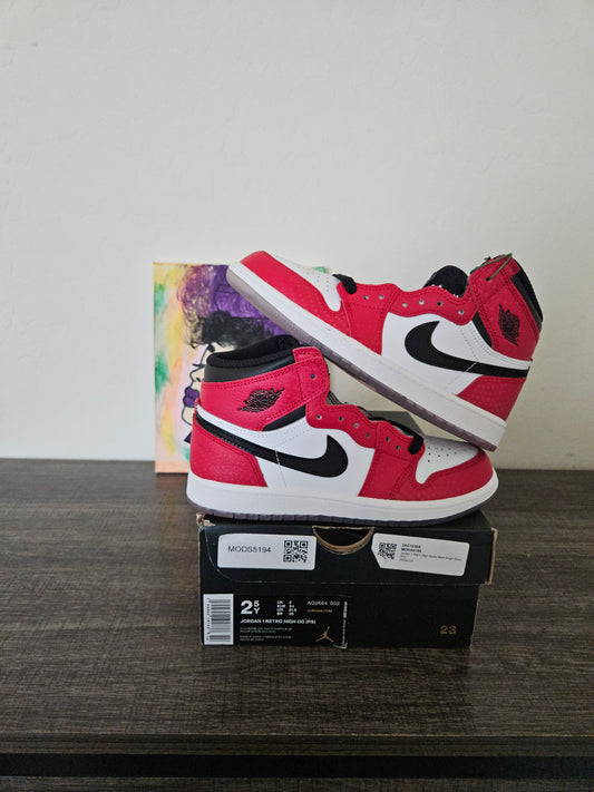 Size 2.5y - Kids Spiderman Jordan 1's