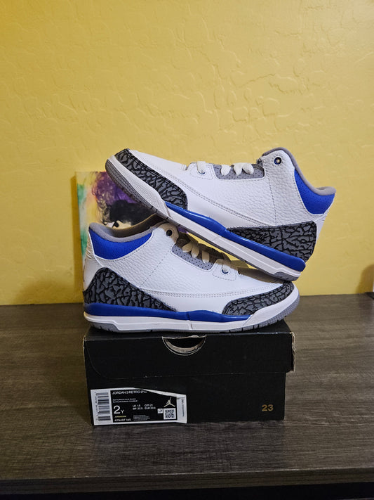 Size 2y - Kids Racer Blue Jordan 3's