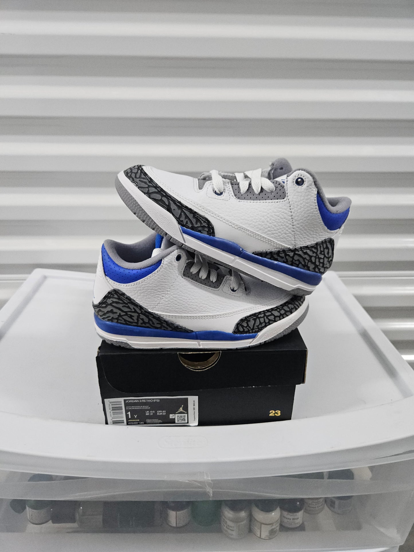 Size 1y - Kids Racer Blue Jordan 3's