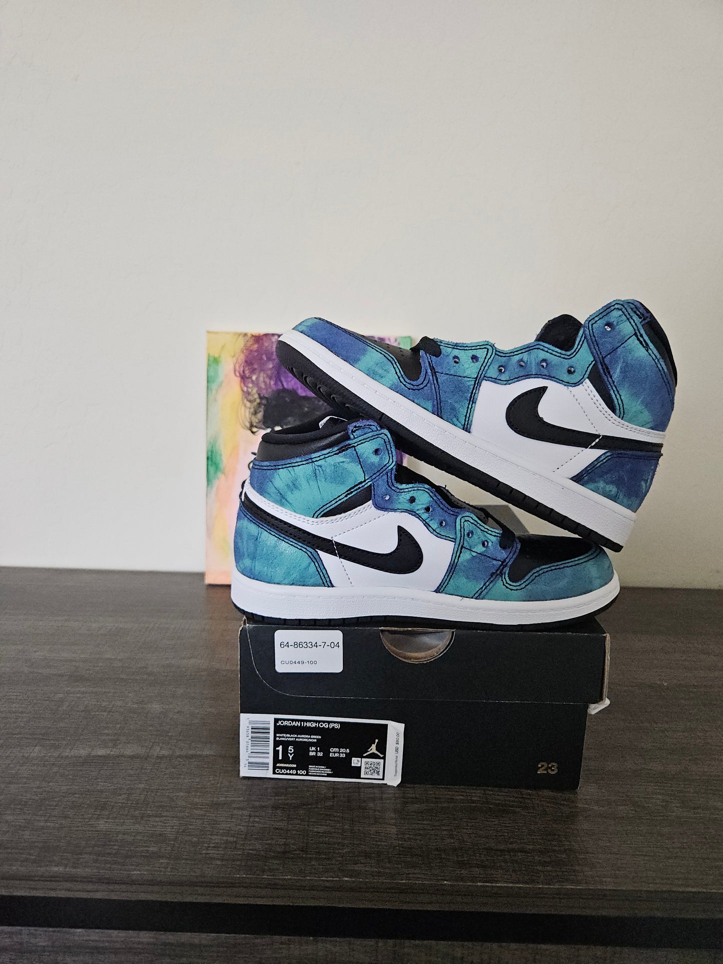 Size 1.5y - Kids Tie Dye Jordan 1's