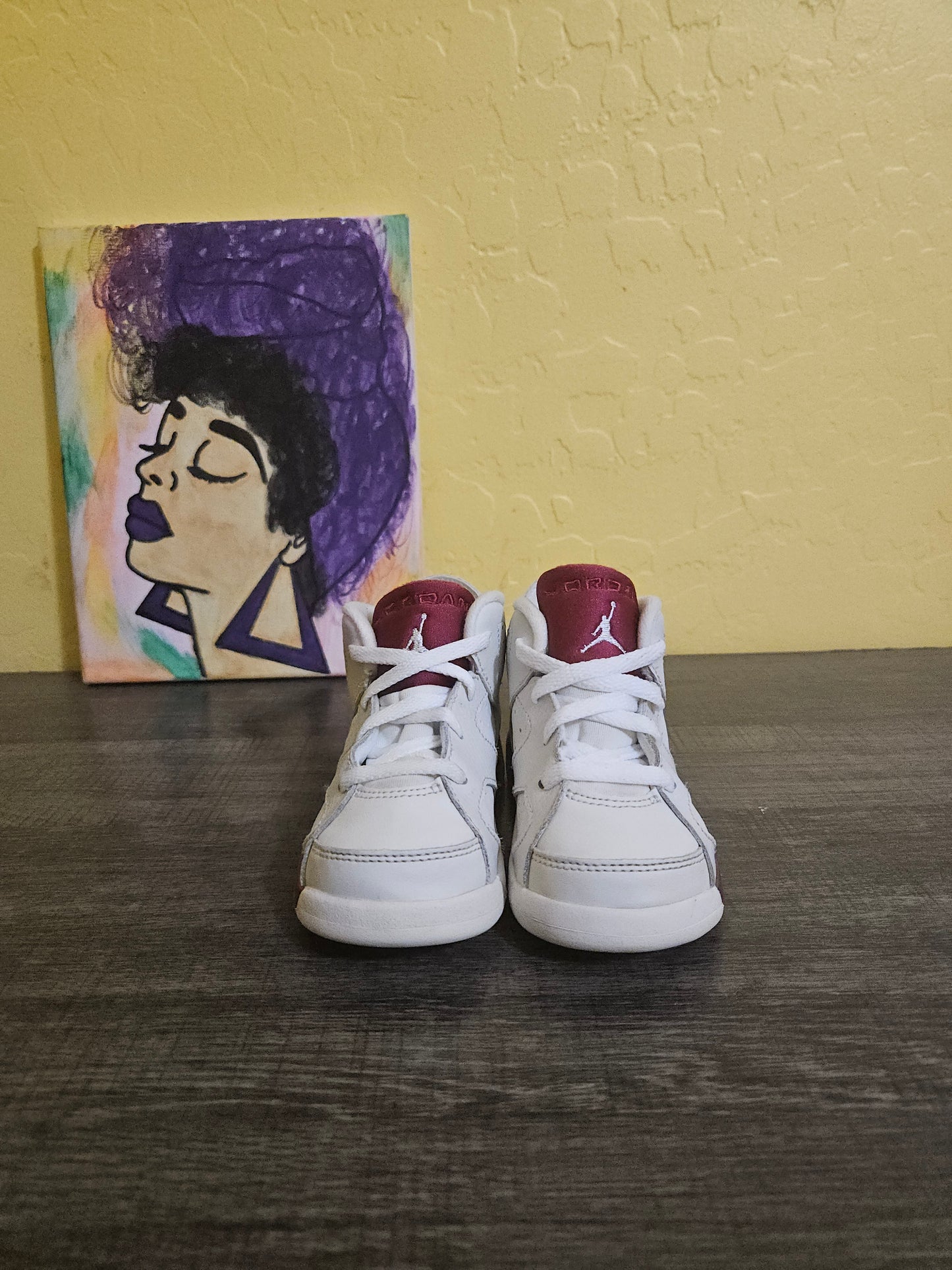 Size 8c - Kids Maroon Jordan 6's